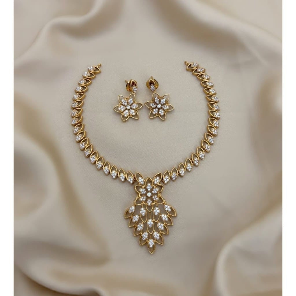 American Diamond South Indian Necklace With Earrings