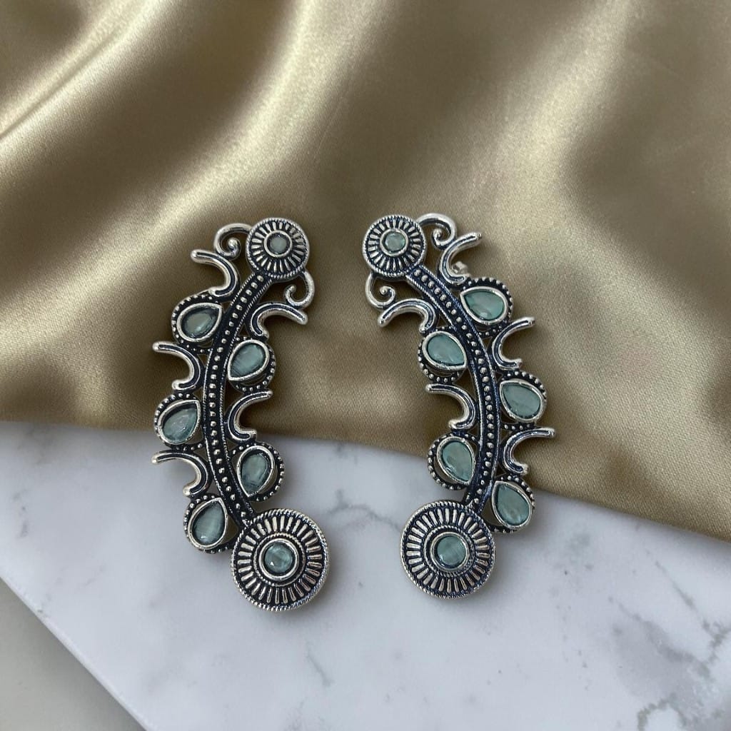 Mint Green German Silver Earcuff