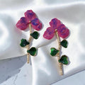 Enamel Flower Long Earring