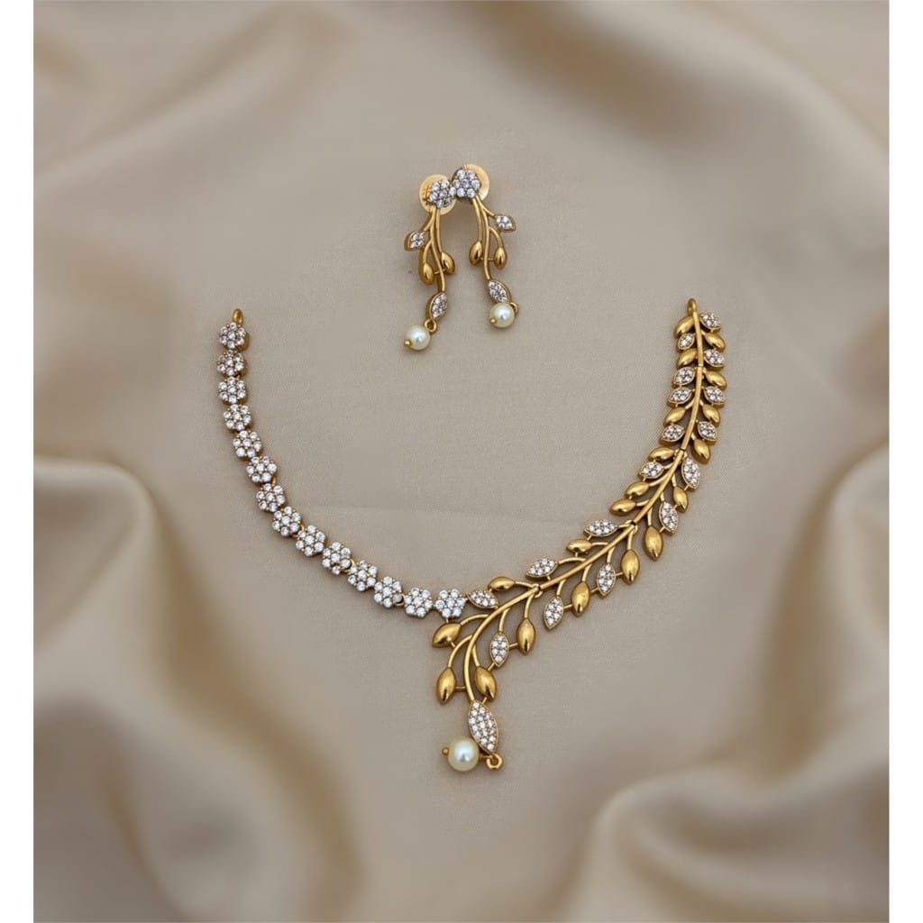 American Diamond South Indian Necklace With Earrings