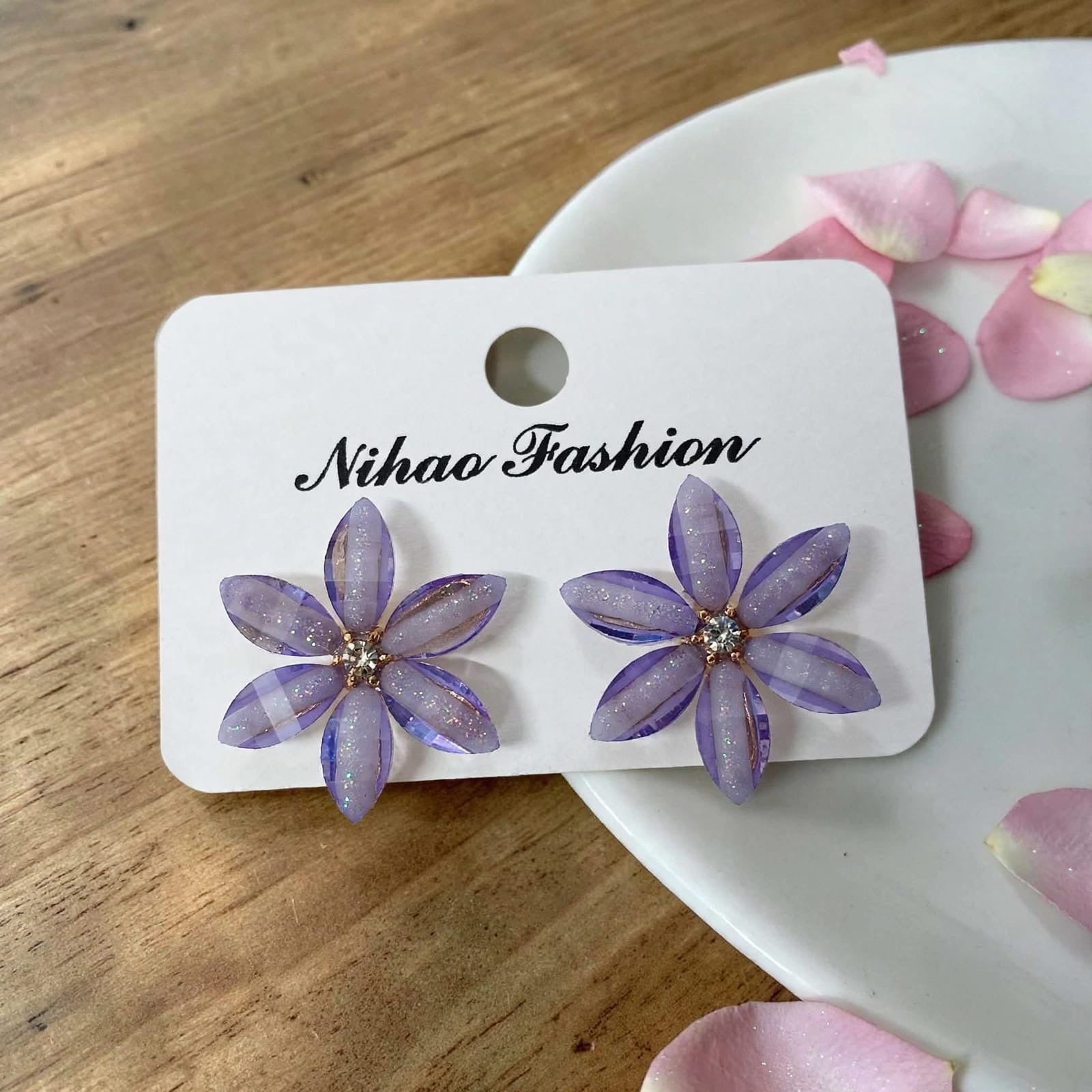 Purple Flower Studs