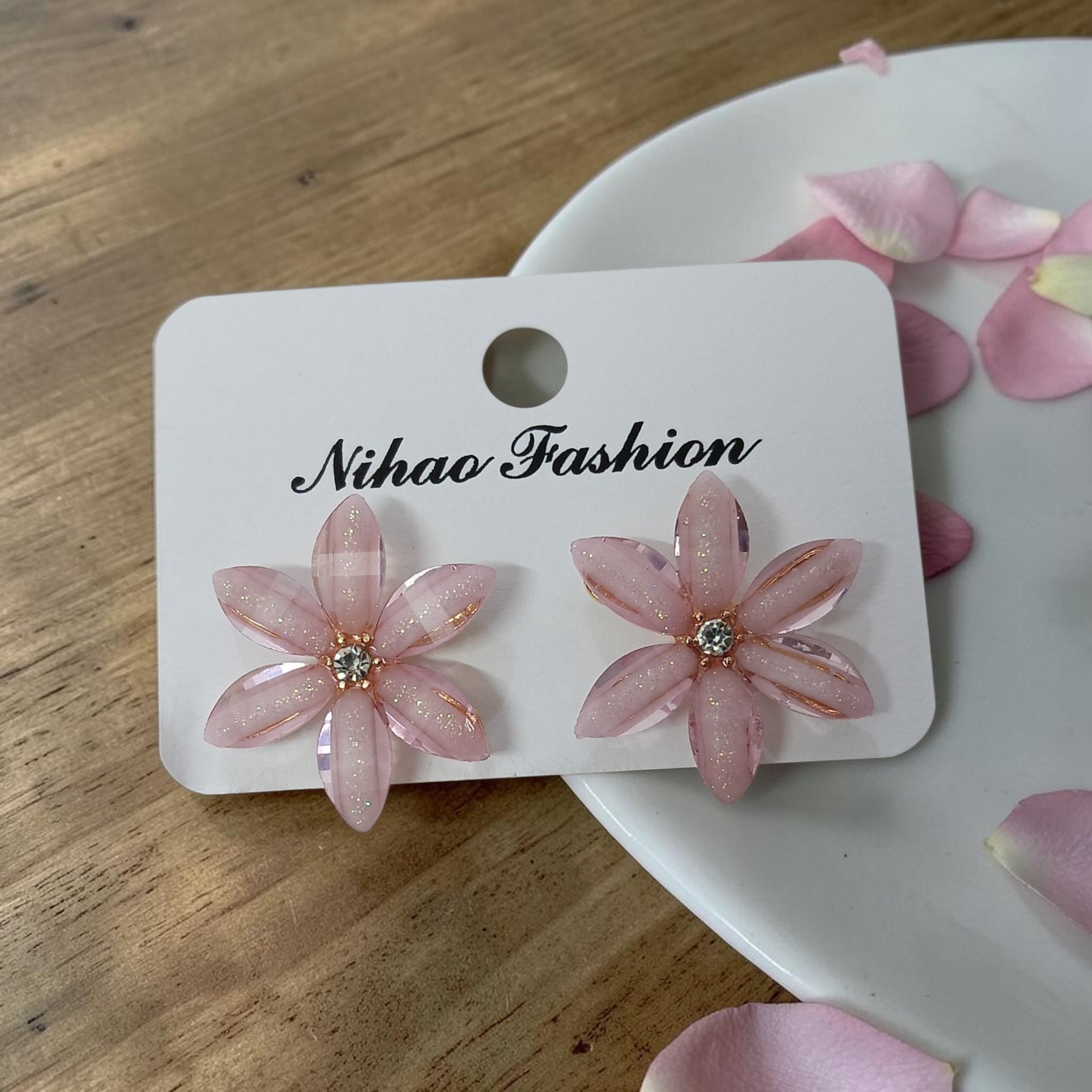 Pink Flower Stud
