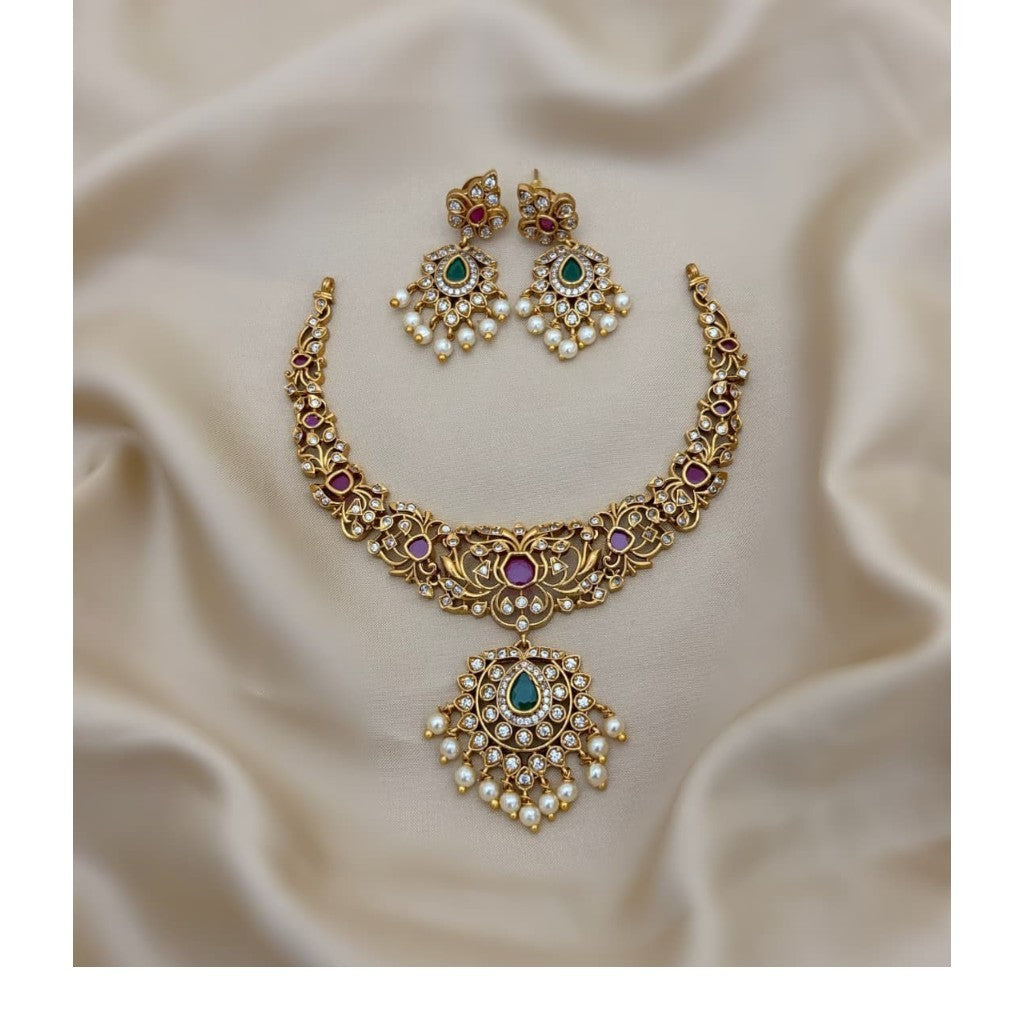 American Diamond Necklace With Earrings