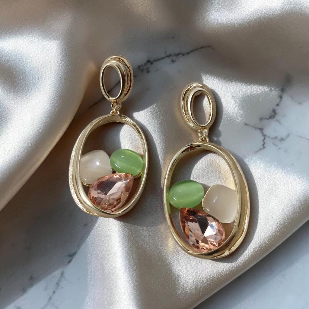 Metal With Stone Earring